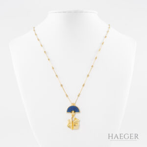 Lapponia Balak Collier mit Lapis | 45 cm | 585/- Gelbgold