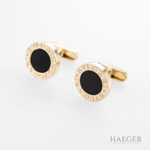 Bulgari Gemelli Manschettenknöpfe mit Onyx 750/- Gelbgold