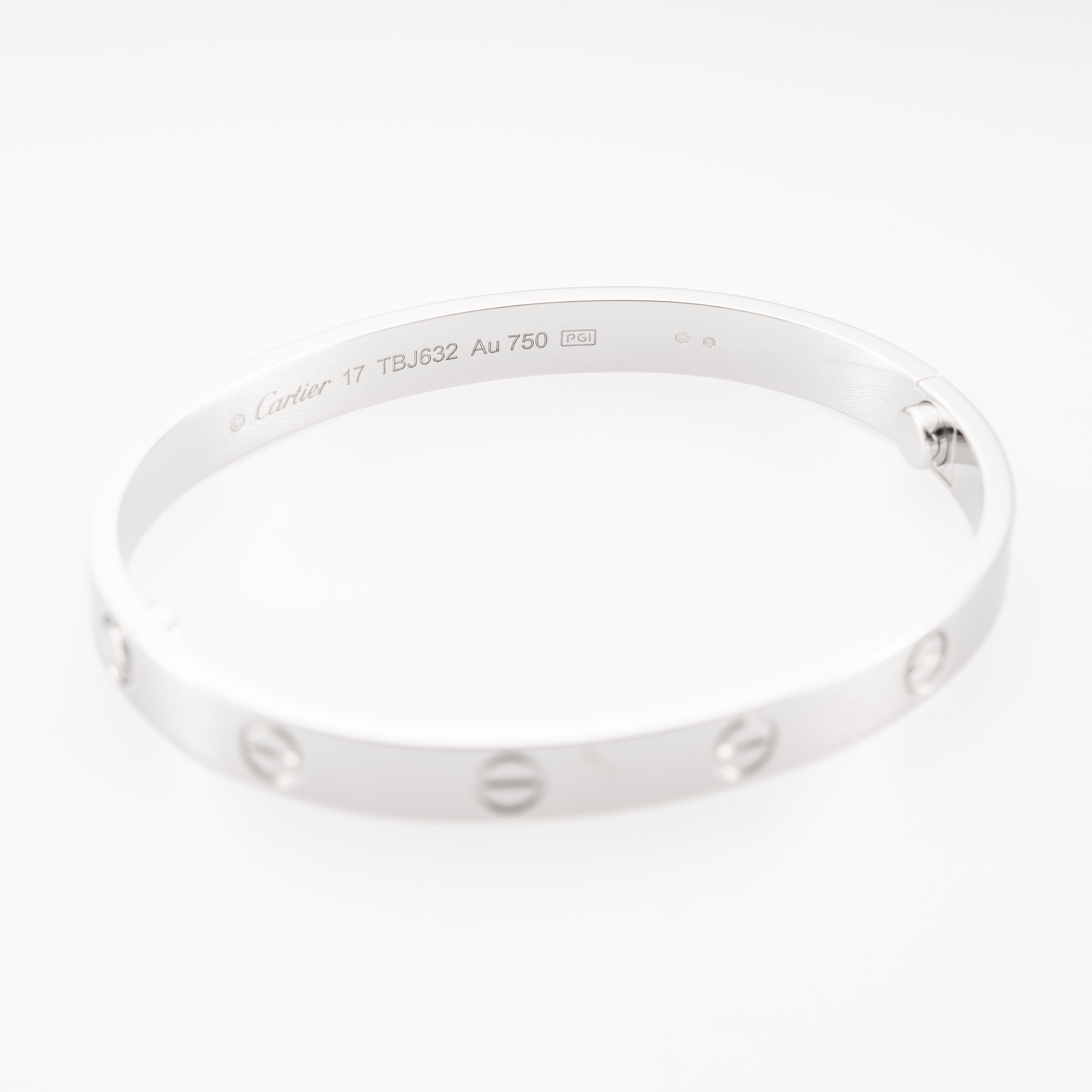 Cartier Love Armreif klassisches Modell 17 cm Weißgold Full Set 2023