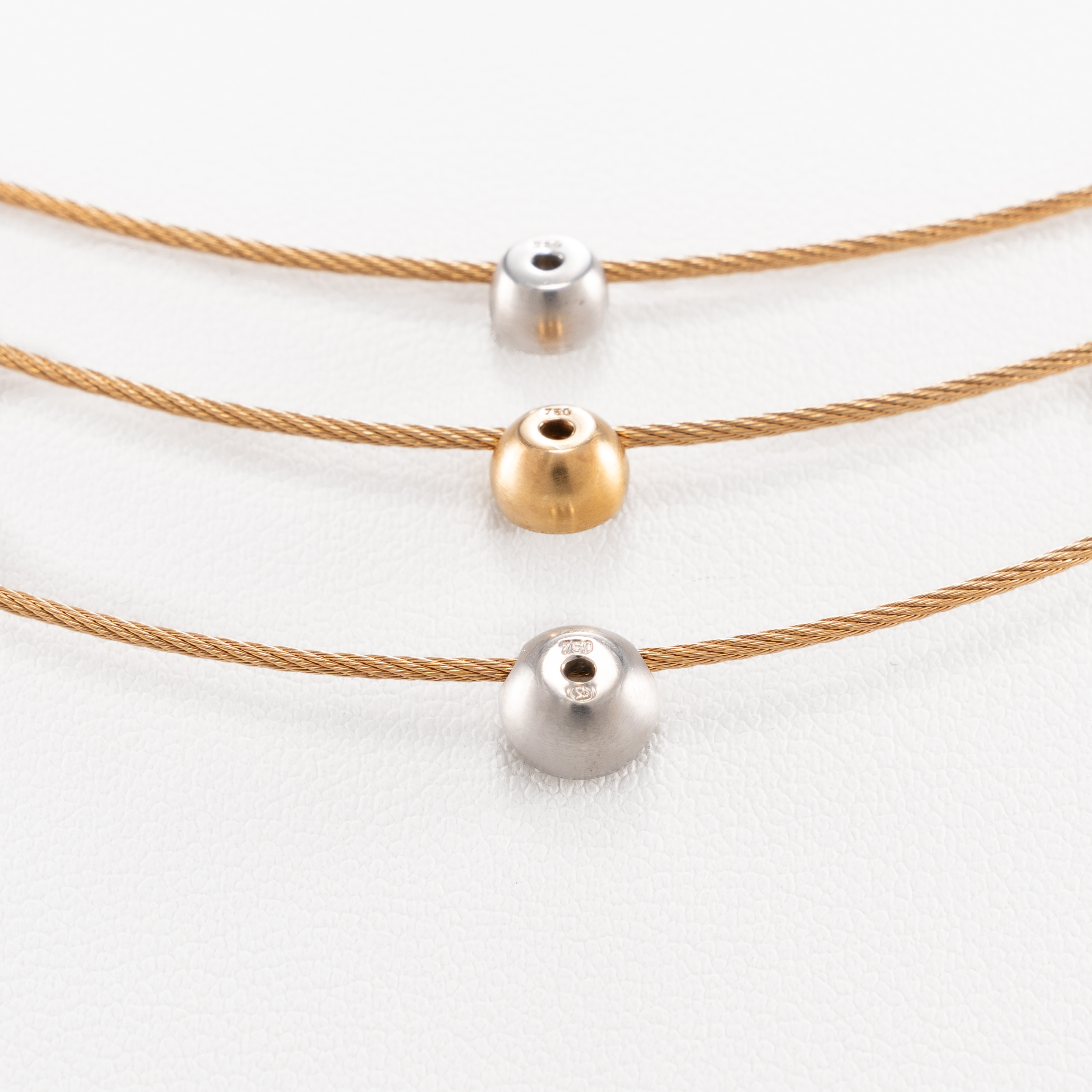 Solitaire-Collier 3reihig 45 cm Gelbgold