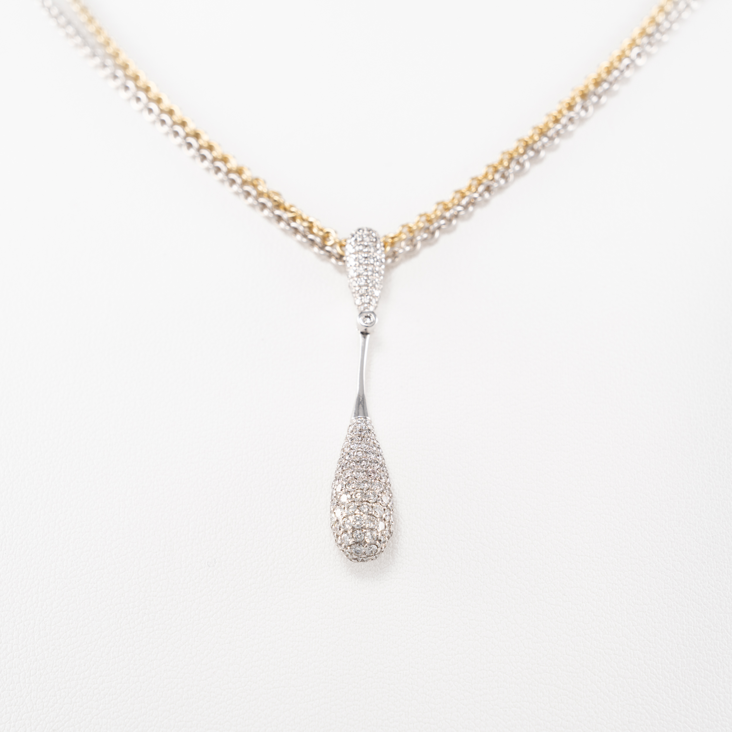 Al Coro Collier mit Diamant-Anhänger 42cm Weißgold Gelbgold mit Zertifikat