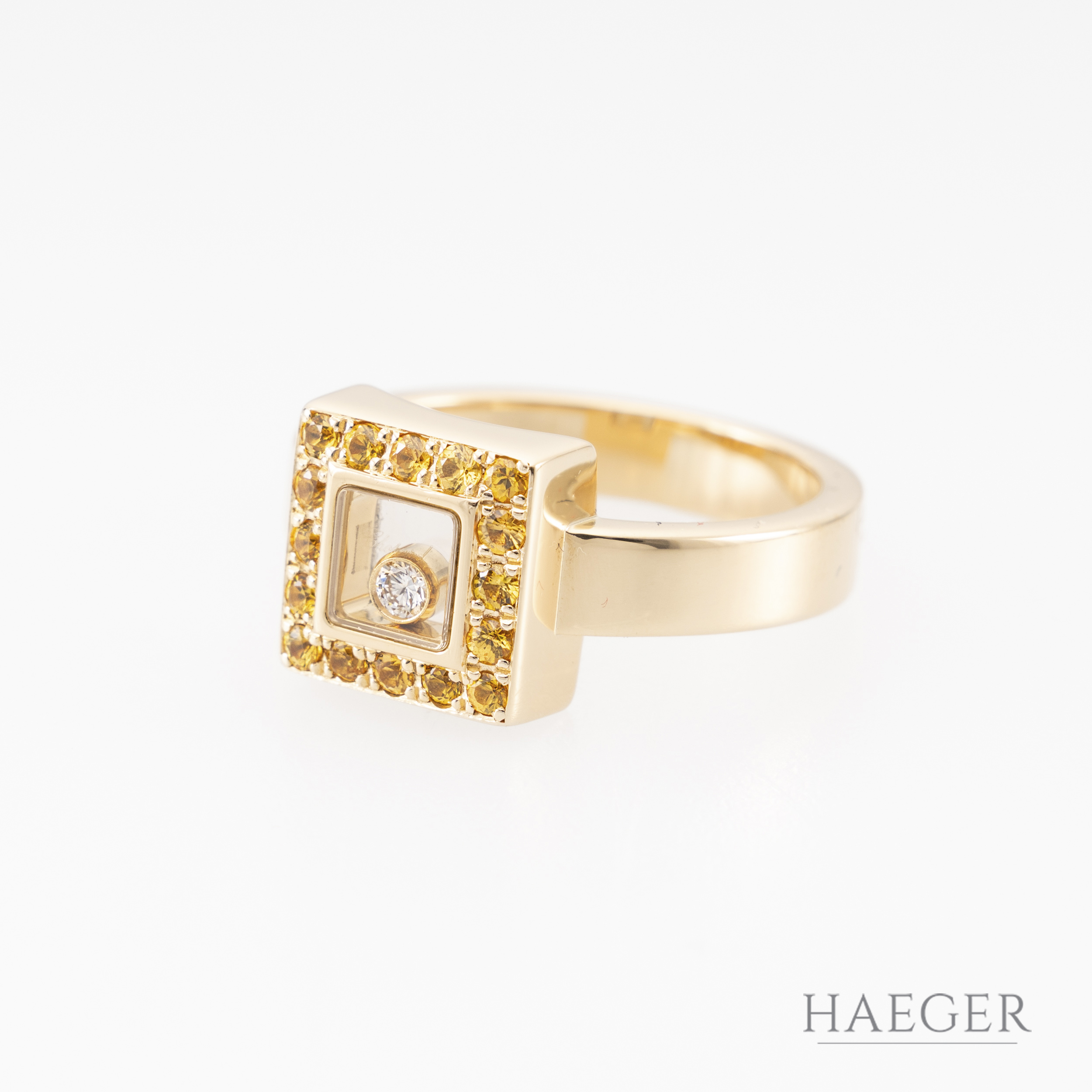 Chopard Happy Diamonds Ring mit Saphiren Gr55 Gelbgold inkl Zertifikat 2010