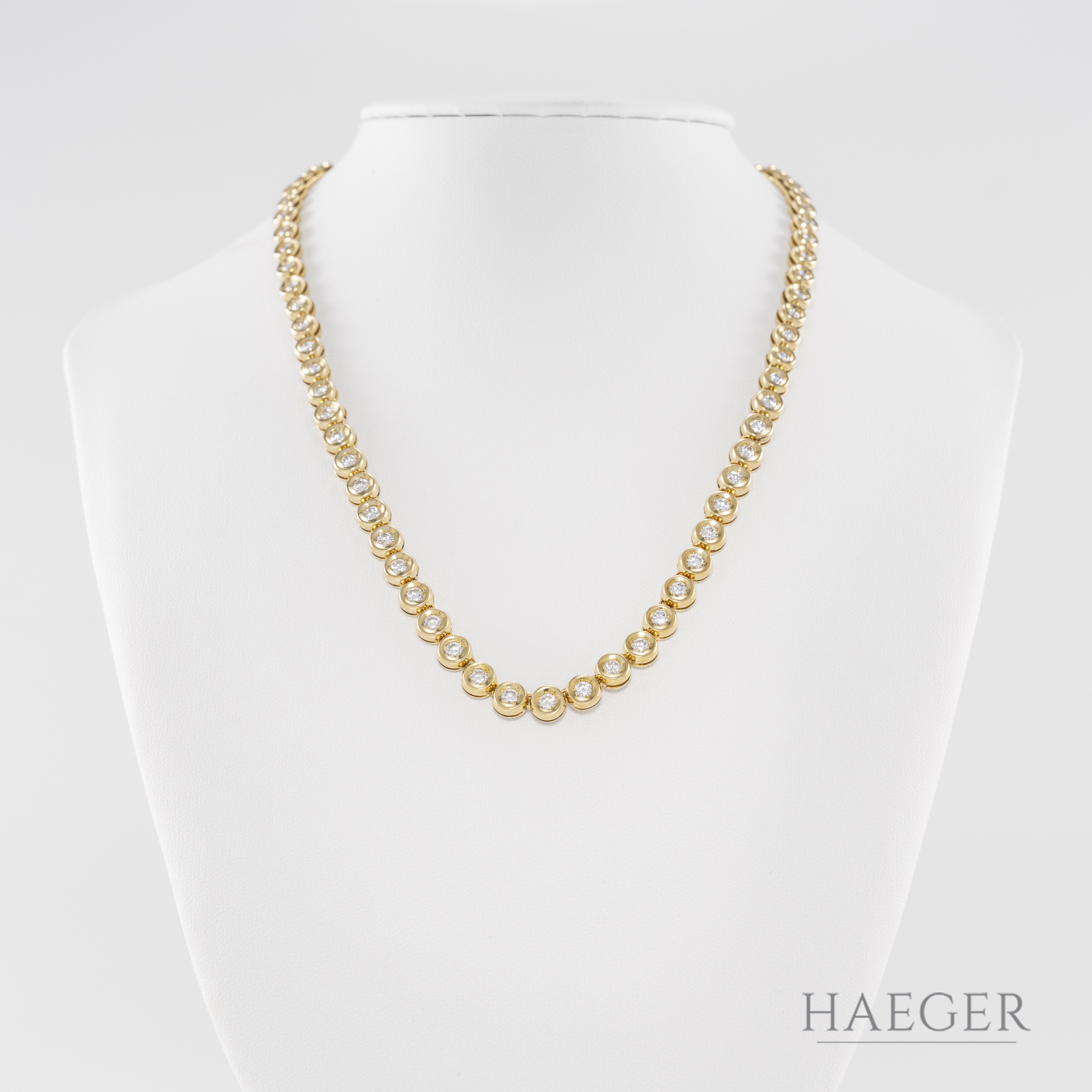 Tenniscollier mit ca 3ct Diamanten 40cm Gelbgold