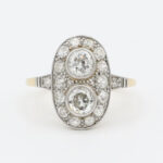Art Deco Ring mit Diamanten Gr 56 Gelbgold und Platin Vorschau