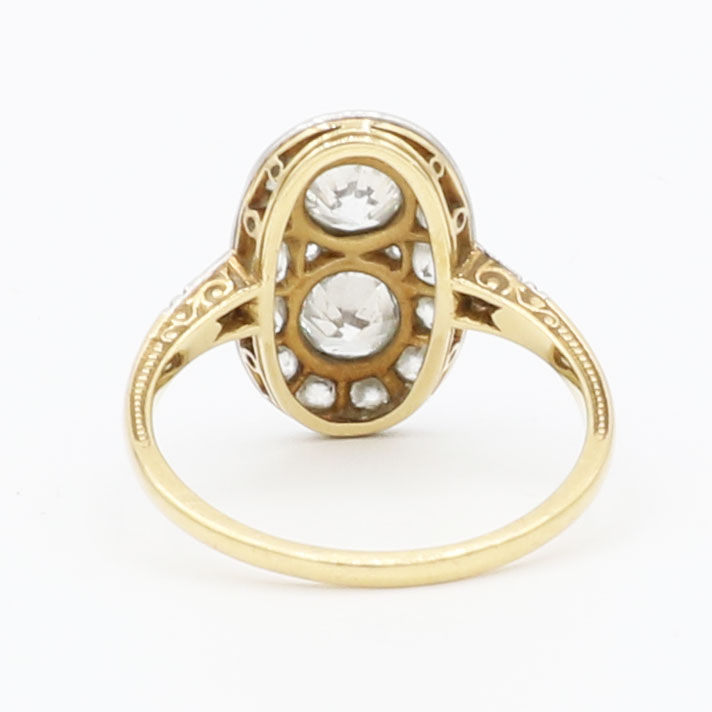 Art Deco Ring mit Diamanten Gr 56 Gelbgold und Platin