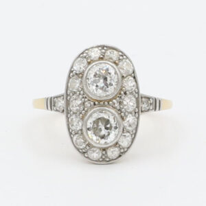 Art Deco Ring mit Diamanten Gr 56 Gelbgold und Platin