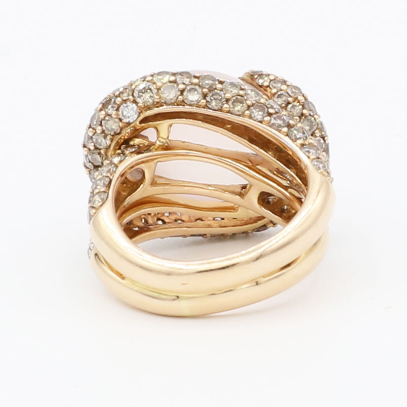 Ring mit Rosenquarz und Diamanten Gr 52 Rosegold