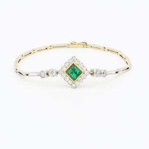 Art Deco Armband mit Smaragd 18,5 cm Gelbgold Platin