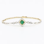 Art Deco Armband mit Smaragd 18,5 cm Gelbgold Platin Vorschau