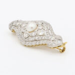 Art Deco Brosche mit Perle Gelbgold Platin Vorschau