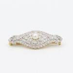 Art Deco Brosche mit Perle Gelbgold Platin Vorschau