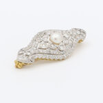 Art Deco Brosche mit Perle Gelbgold Platin Vorschau