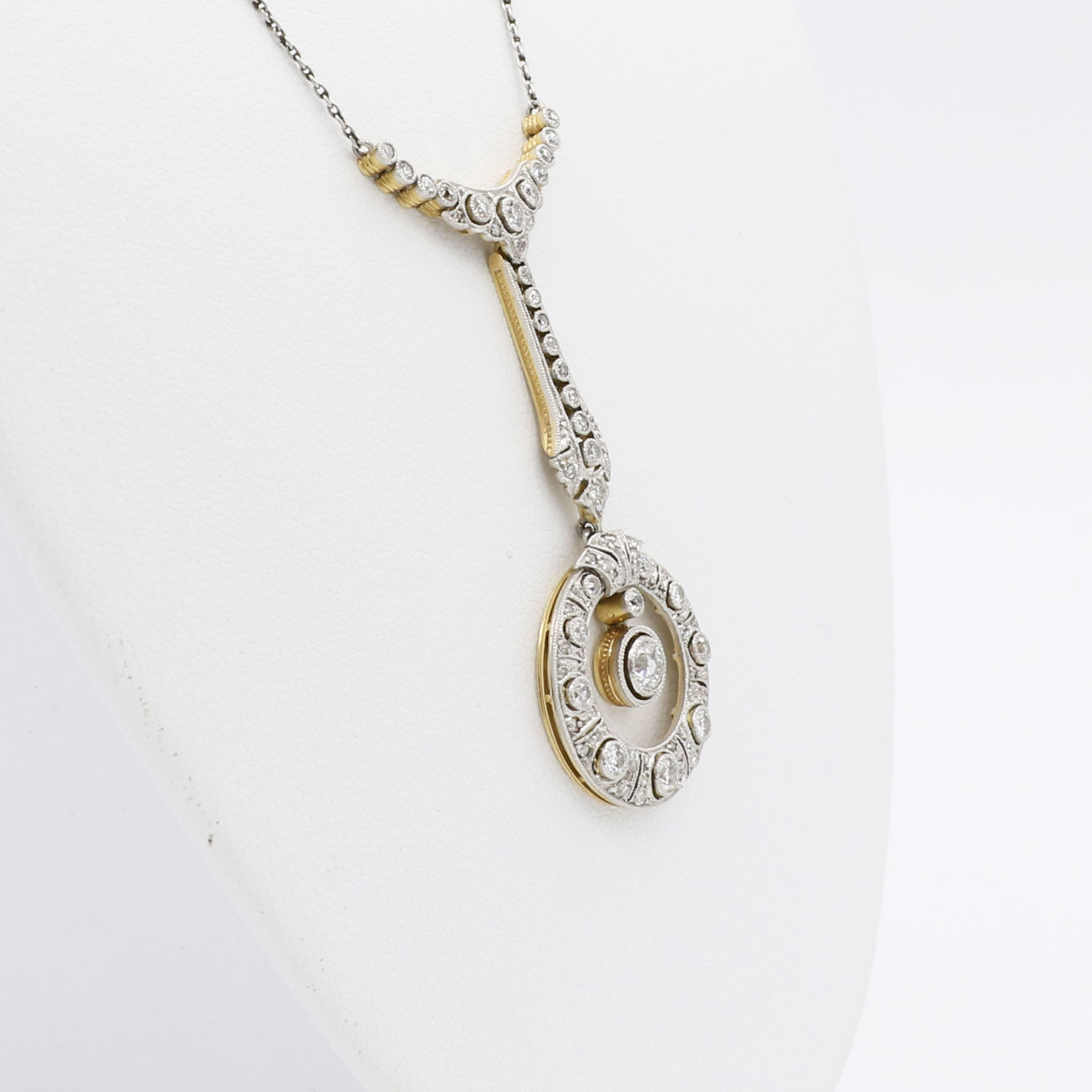 Art Deco Collier 43 cm Gelbgold Platin