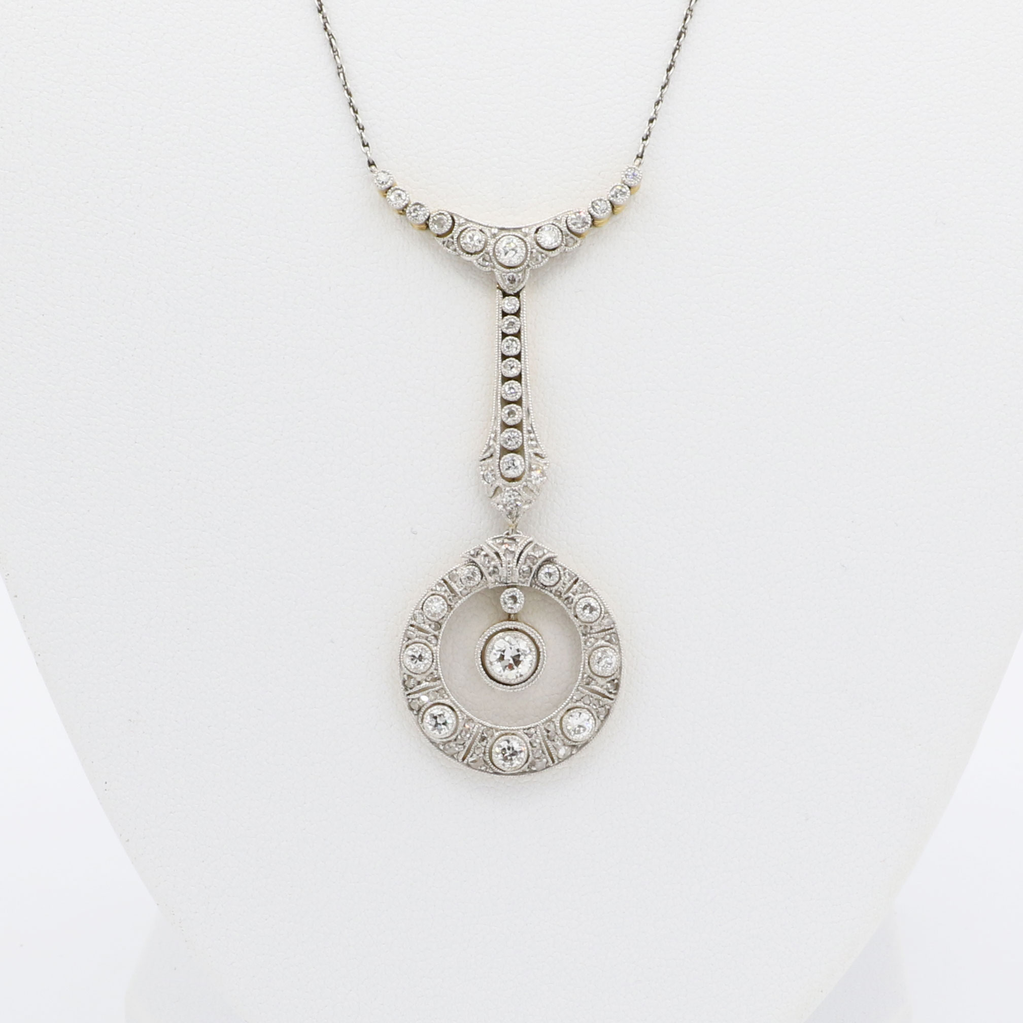 Art Deco Collier 43 cm Gelbgold Platin