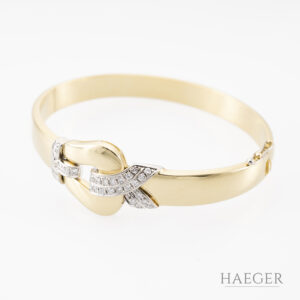 Armreif mit Diamanten 17,5cm Gelbgold Weißgold inkl Zertifikat