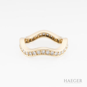 Cartier Wave Memoire-Ring mit ca 1ct Diamanten Gr55 Gelbgold