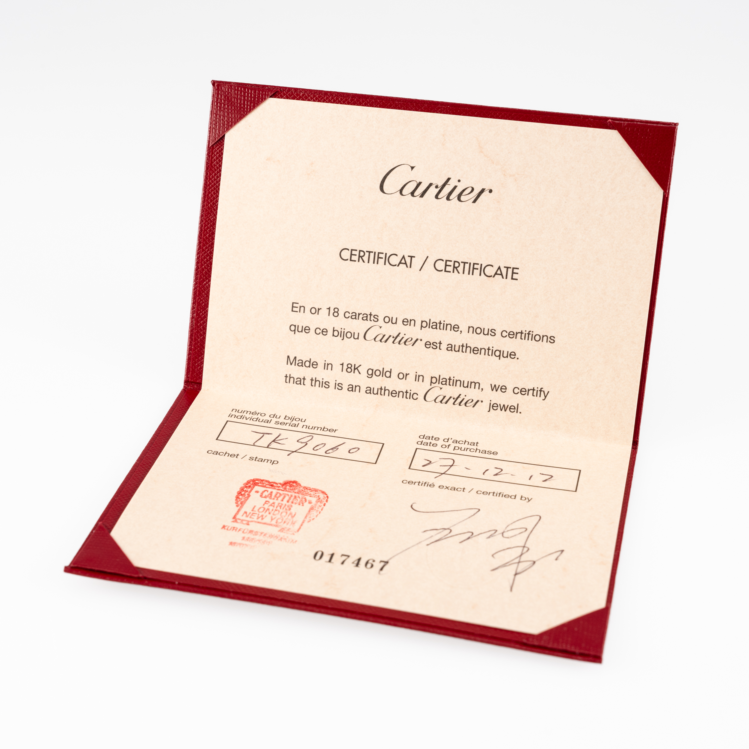 Cartier Trinity Ring klassisches Modell Gr54 Full Set 2012
