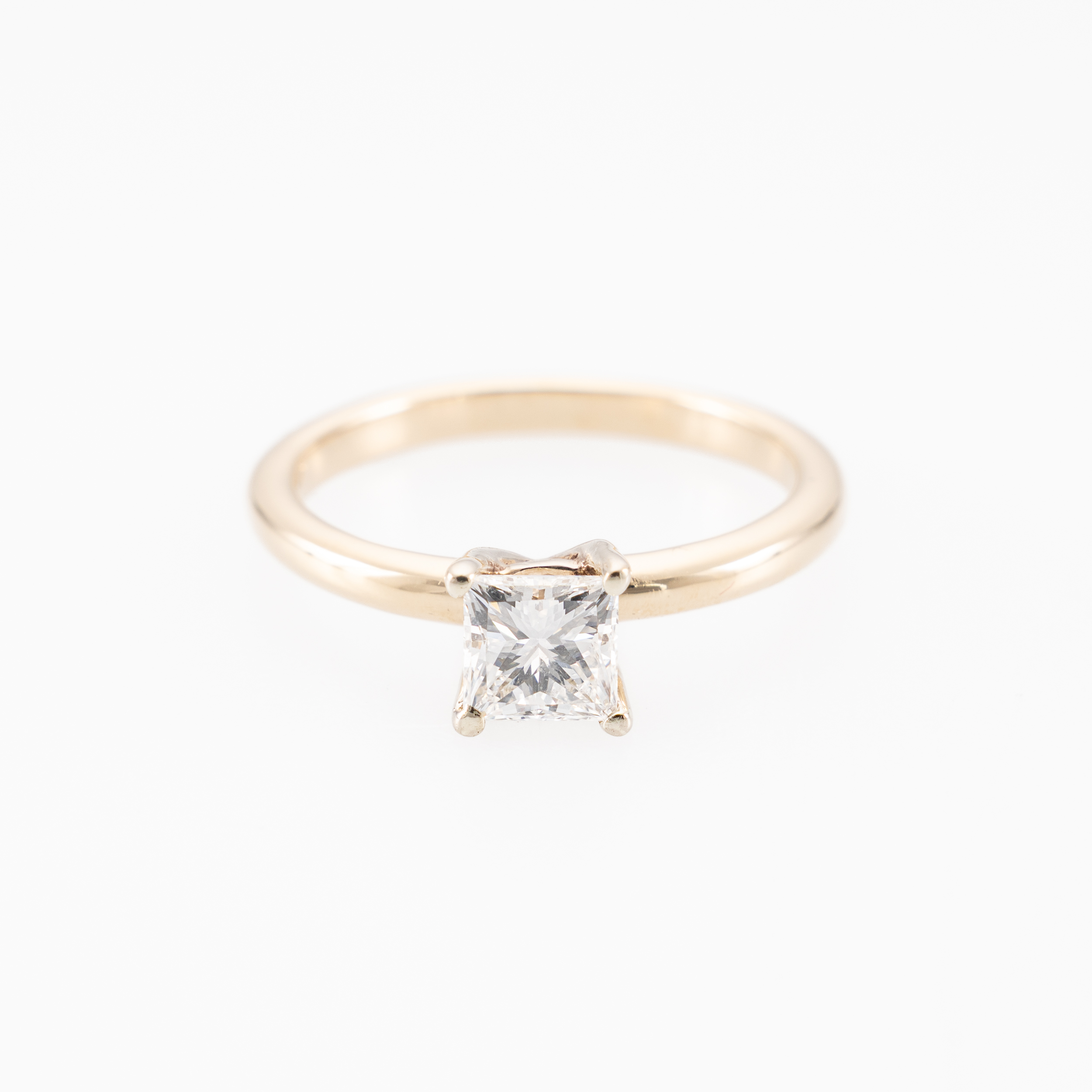 Solitaire-Ring mit 1,00 ct Princess-Diamant Gr54 Gelbgold