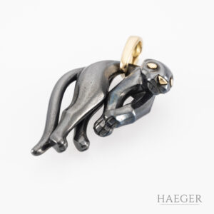Cartier Panthere Anhänger Gelbgold Silber geschwärzt