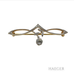 Art Déco Brosche | 750/- Gelbgold & Weißgold