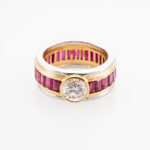 Ring mit Diamant und Rubinen Gr53 Gelbgold Platin Vorschau