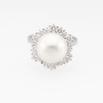 Ring mit Perle und Diamanten Gr55 Weißgold Vorschau