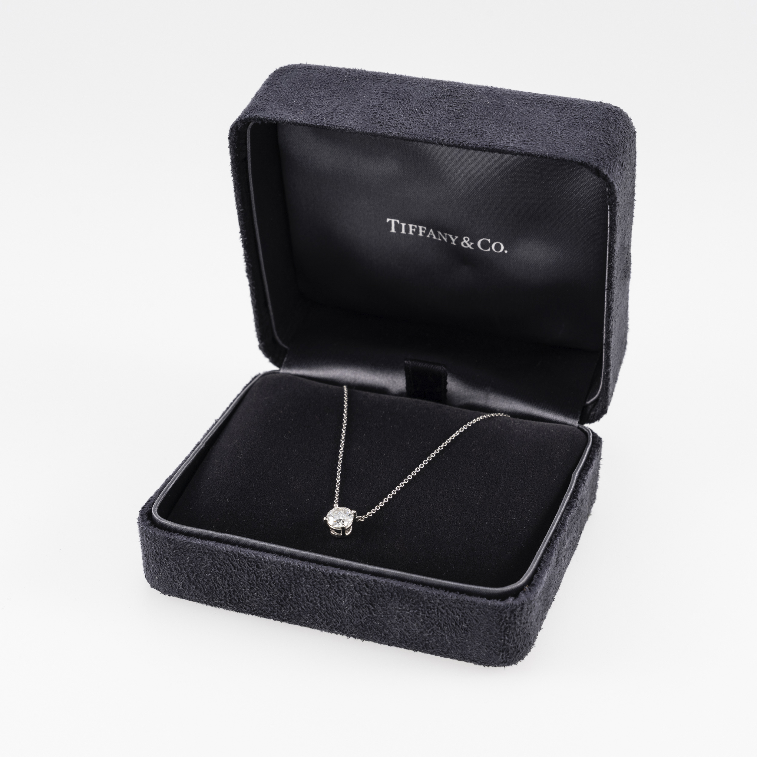Tiffany Co Solitaire-Collier 40cm Platin inkl Etui