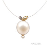 Perl-Anhänger mit Smaragd und Diamant Gelbgold Weißgold Vorschau