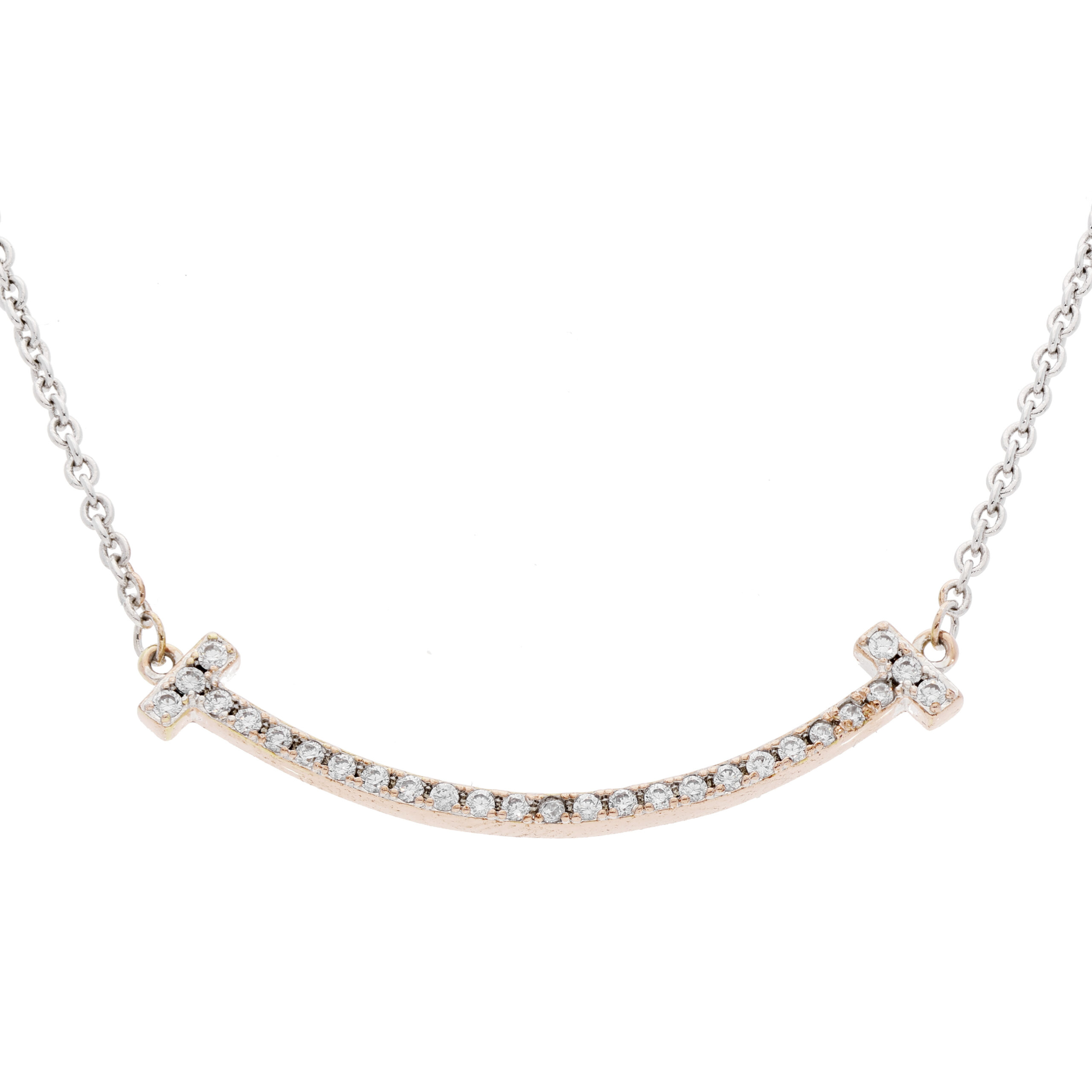 Tiffany co Tiffany T smile Anhaenger Small weissgold rosegold mit Diamanten inkl Etui