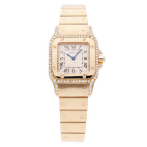 Cartier Santos Galbee mit Diamanten Gelbgold Ref 866931 inkl Box Revision Juli 2026