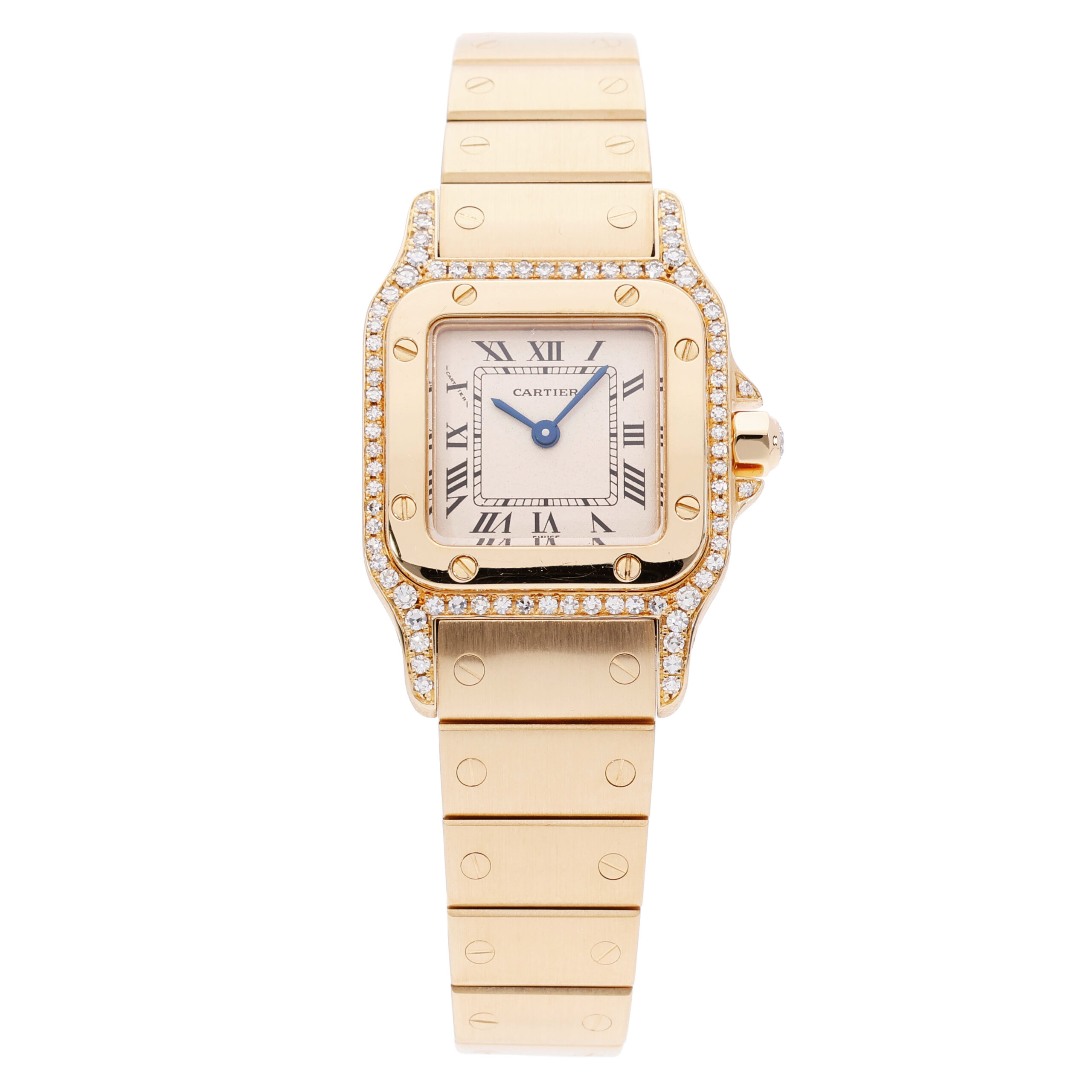 Cartier Santos Galbee mit Diamanten Gelbgold Ref 866931 inkl Box Revision Juli 2026