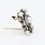Victorianische Brosche mit Diamanten und Perlen Rosegold Silber Vorschau