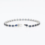 Tennisarmband mit Diamanten und Saphiren 19 cm Weißgold Vorschau