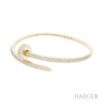 Cartier Juste un Clou Armreif klassisches Modell halb ausgefasst 16 cm 750/- Gelbgold Full Set Vorschau