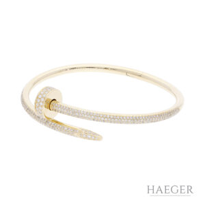 Cartier Juste un Clou Armreif klassisches Modell halb ausgefasst 16 cm 750/- Gelbgold Full Set
