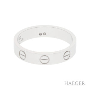 Cartier Love Ring kleines Modell Gr 50 750/- Weißgold Full Set 2023