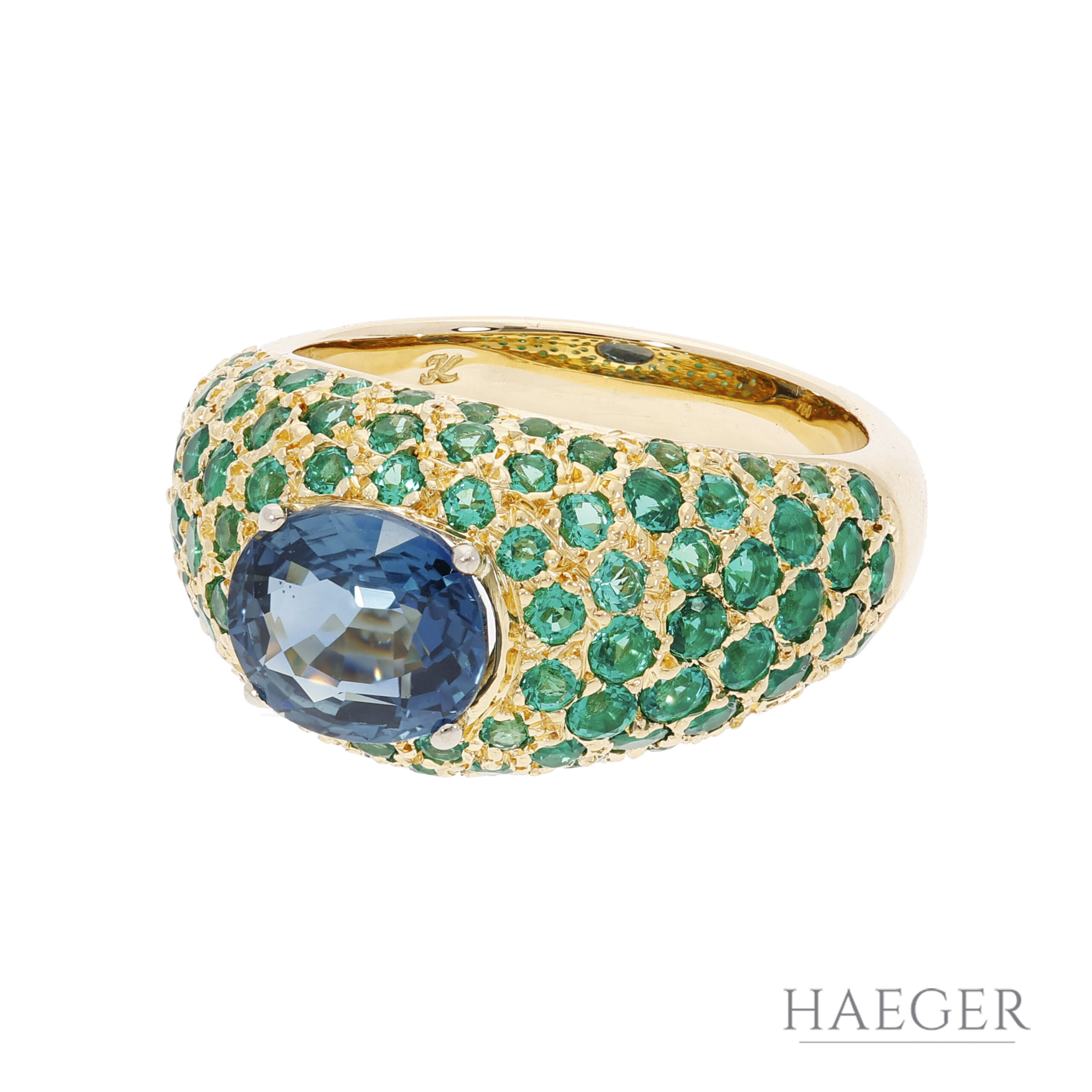 Ring mit Diamanten und Saphir | Gr. 51,5 | 750/- Gelbgold & Weißgold