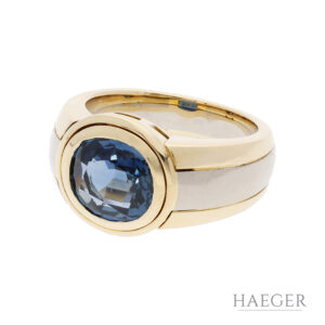 Ring mit Farbstein | Gr. 52,5 | 750/- Gelbgold & Weißgold