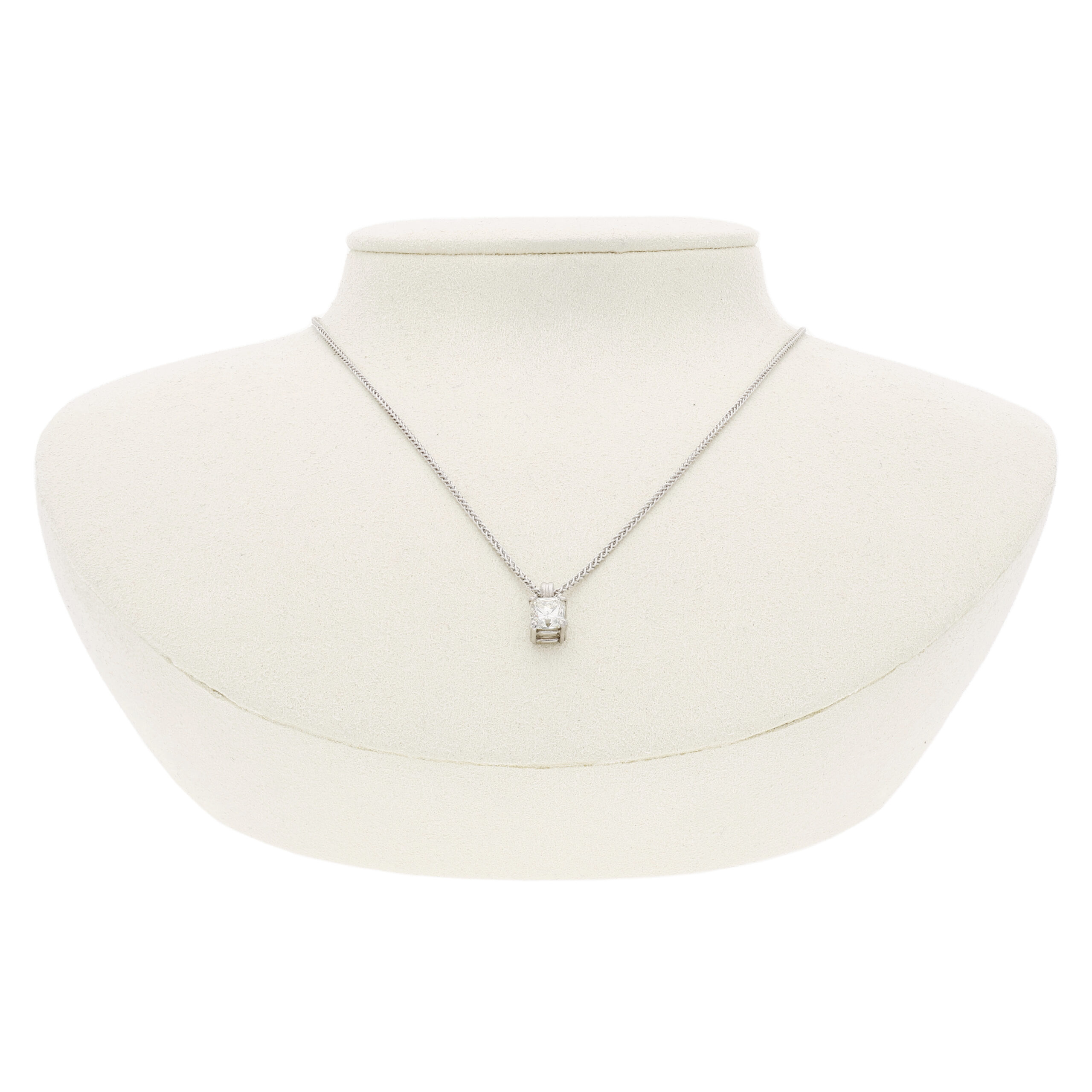 Kette mit Solitaire-Anhänger | 45 cm | 750/- Weißgold