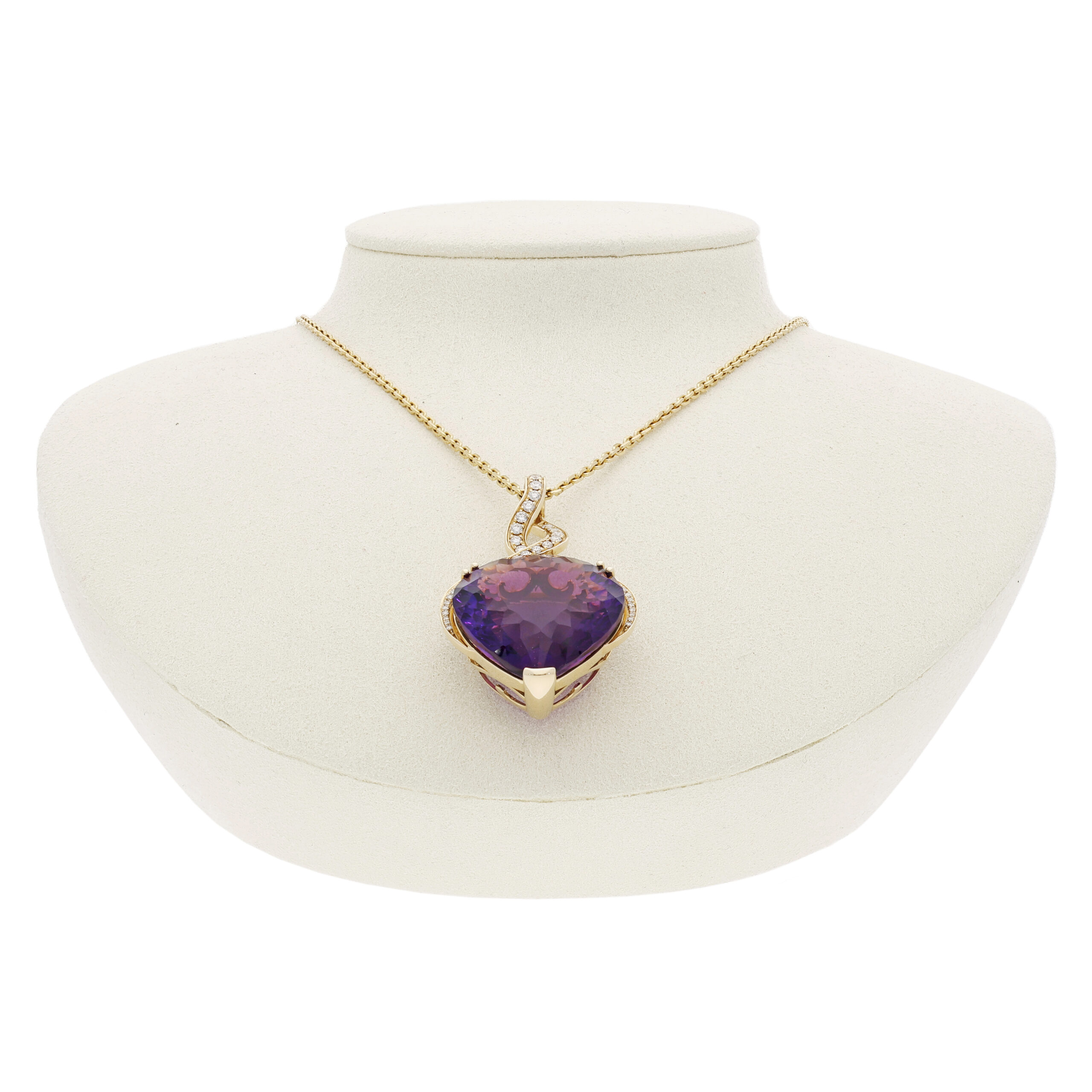 Amethyst Collier mit Diamanten | 60 cm | 585/- Gelbgold