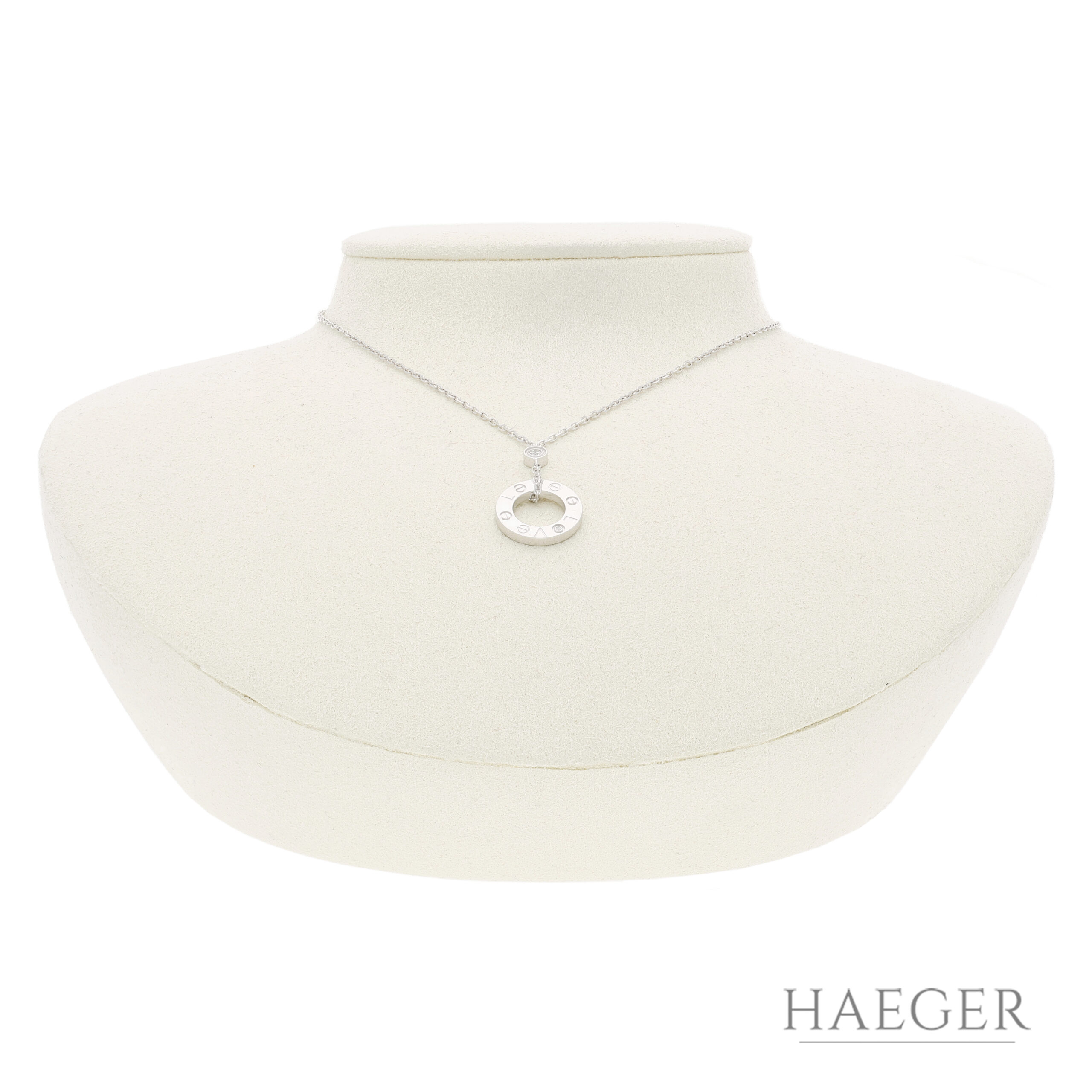 Cartier Love Kette mit Anhänger | 40 cm | 750/- Weißgold | inkl. Papieren
