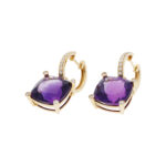Ohrhänger Amethyst mit Diamanten Gelbgold 14K Vorschau