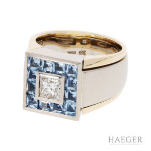 Ring mit Topas und Diamanten | Gr. 52,5 | 750/- Gelbgold & Weißgold