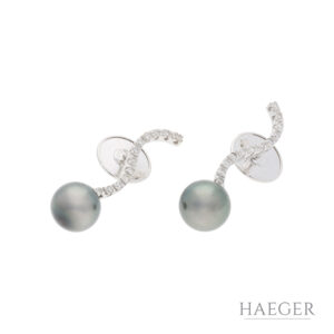 Ohrstecker mit Tahiti-Perlen und Diamanten | 750/- Weißgold