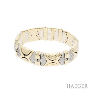 Bulgari Armreif mit Diamanten 16 cm 750 Gelb Weißgold